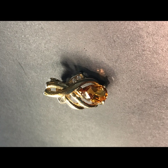 10k gold Citrine and diamond earrings, November - Picture 2 of 5